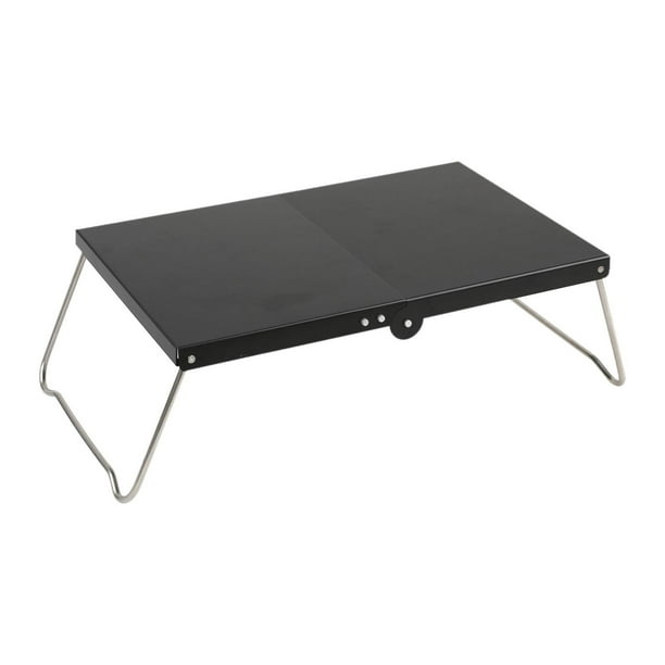 Mesa de camping plegable, escritorio portátil plegable, escritorio de camping estable y multiusos. Negro