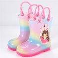 thumbnail image 2 of NOKIO Clearence Kids Rain Boots for Girls with Easy-On Handles - Cute Printed Rubber Toddler Puddle Jumpers Non-Slip Rainy Day Outdoor Play Shoes Waterproof Design, 2 of 3