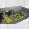 thumbnail image 6 of Indie Soft Flannel Fleece Blanket, Colorful Funny Hand Drawn Crazy Doodle Monsters in Nature Rainbow and Flowers Grungy, Cozy Plush for Indoor and Outdoor Use, 50" x 70", Multicolor, by Ambesonne, 6 of 6