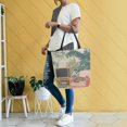 thumbnail image 4 of FORMRS Womens Canvas Tote Bag with Zipper Inner Pocket Shoulder Handbag, Pink and Green Cat, 4 of 7