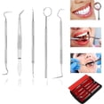 thumbnail image 2 of Dentist Kit - 5 Piece Stainless Steel Professional Dentist Tool Set Cleaning Kit for Adults, Children Oral Hygiene Use, 2 of 5