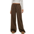 thumbnail image 2 of Women'S Wide Leg Sweatpants High Waisted Baggy Interior Drawstring Sweatpants Straight Leg Sweat Pants Coffee Color L, 2 of 9