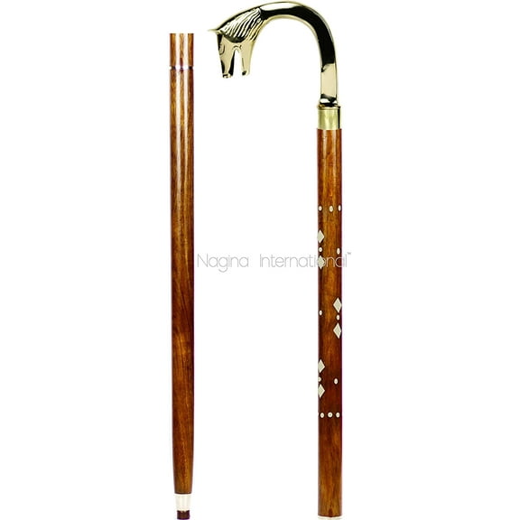 Aluminum & Brass Decorative Rosewood Walking Cane | Full Size Walking-Stick for Men & Women |