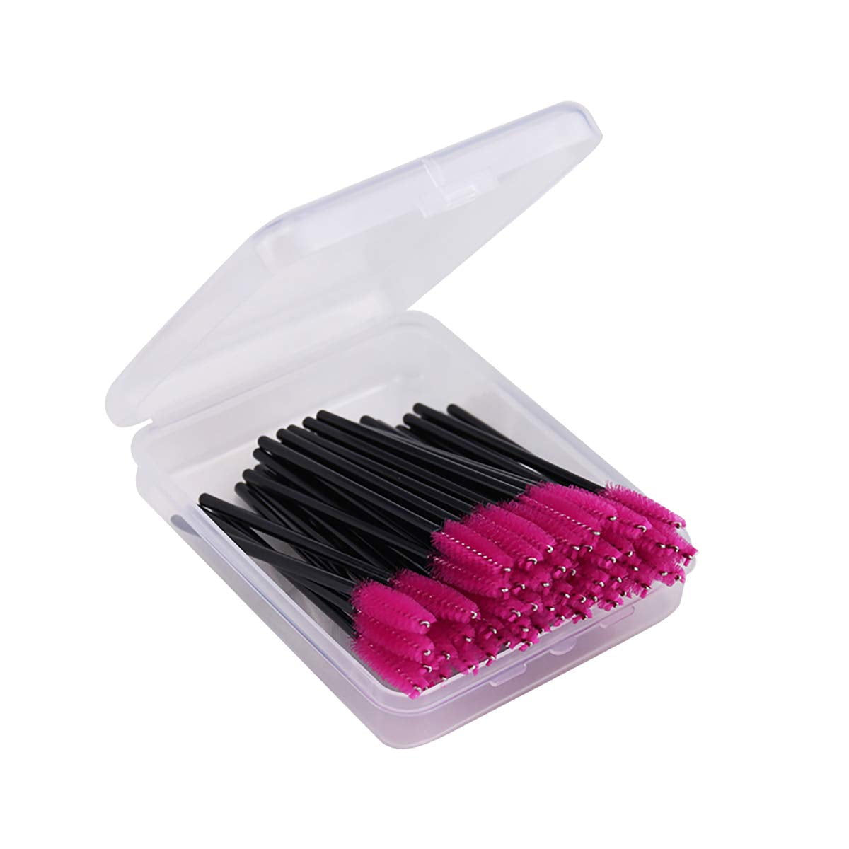 100 Pcs Disposable Eyelash Mascara Brushes with Case, Wands Applicator
