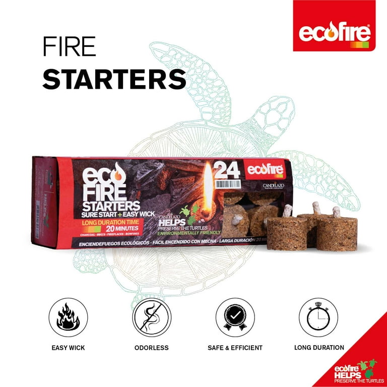Ecofire Fire Starter Long Duration Box with 24 units, 13.04 oz