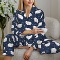 thumbnail image 5 of KLL Cute Sheep 1 Print Women's Long Sleeve Pajamas with Pants Sleepwear Loungewear 2 Set-Medium, 5 of 7
