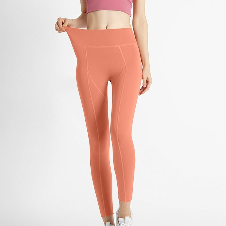 JWZUY High Waist Yoga Pants Tummy Control Workout Running Yoga Leggings  Orange XL 