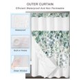 thumbnail image 2 of No Hook Cloth Fabric Shower Curtain with Snap in Liner, Eucalyptus Leaves Waterproof Shower Curtains Set with See Through Top Window, Teal Botanical Summer Weeping Bath Curtains Shower 48"x72", 2 of 6