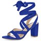 thumbnail image 1 of Women Open Toe Crisscross Lace Up Chunky Heel Sandals Navy Blue US 10/UK 8/EU 41, 1 of 6