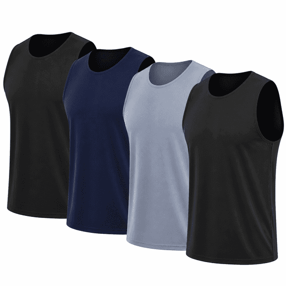 TELALEO 4 Pack Men's Quick Dry Tank Tops Breathable Sleeveless Muscle Shirts for Active Men, Size XL