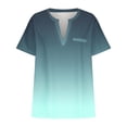 thumbnail image 4 of Frostluinai Plus Size Shirts for Women Short Sleeve Summer Tops Notch V Neck Gradient T Shirts Loose Fit Blouses Comzy Tees Casual Shirts, 4 of 5