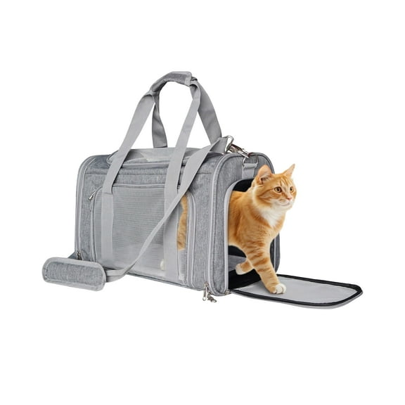 L&W BROS. Airline Approved Cat Carrier - Soft Sided Pet Travel Bag for Cats and Small Dogs Under 16 lbs TSA Approved Pet Carrier in Cabin (Gray)