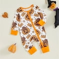 thumbnail image 7 of XIYNBAOK Newborn Overalls Newborn Halloween Outfit Girl New Born Christmas Baby Girl Outfit Little for Big Onesie Girls Clothes 18 Months Winter, Orange 0-3 Months, 7 of 7