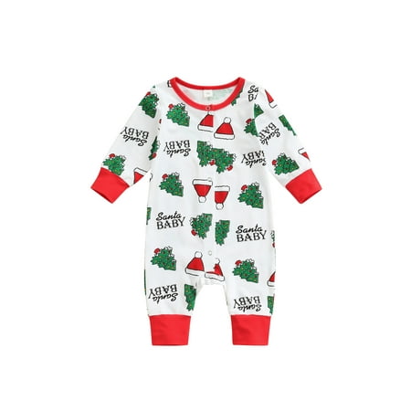 

LEVEFORD Christmas Romper for Baby Long Sleeve Round Neck Printed Jumpsuit