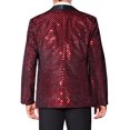 thumbnail image 3 of INSPIRE CHIC Men's Blazers Sequin Shiny Metallic Argyle Plaid Suit Jackets  S Red, 3 of 5