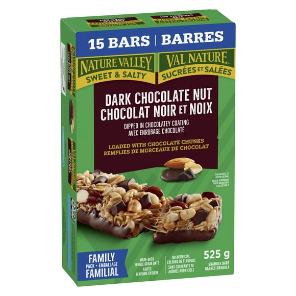 Val Nature Barre Granola, Sucrées et Salées, Chocolat Noir et Noix, 15 Barres 525 g