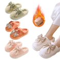 thumbnail image 7 of LIANGP Ladies Slippers Women Fuzzy Bow Slippers Winter Elegant Cozy Plush House Shoes With Faux Pelt Liner Gift For Women Women's Shoes White Size 8, 7 of 7