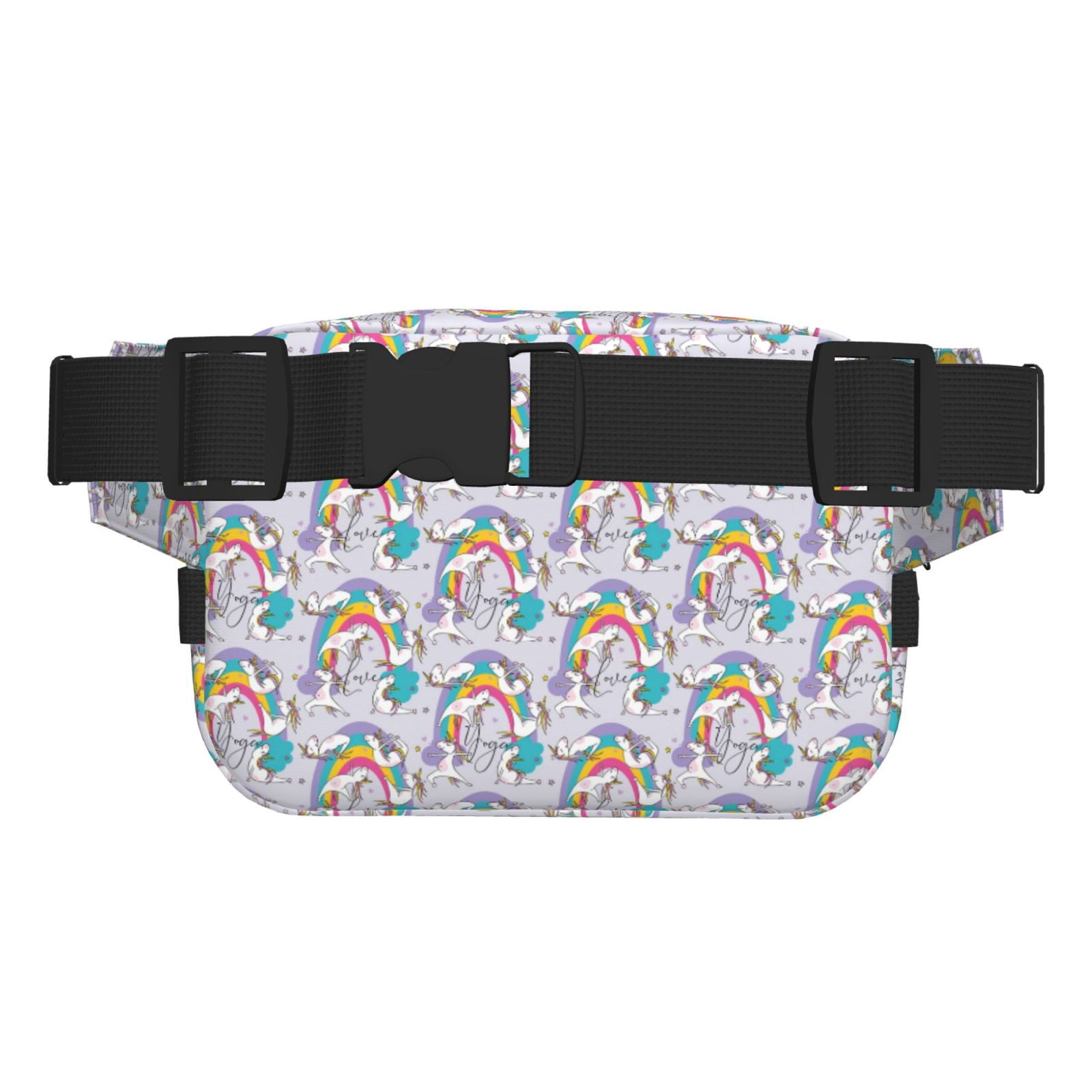 Picia Unicorn DoingYoga Print Square Double-Layer Waist Bag Mini Adjustable Waist Belt Bag Exercise Running Travel Hiking