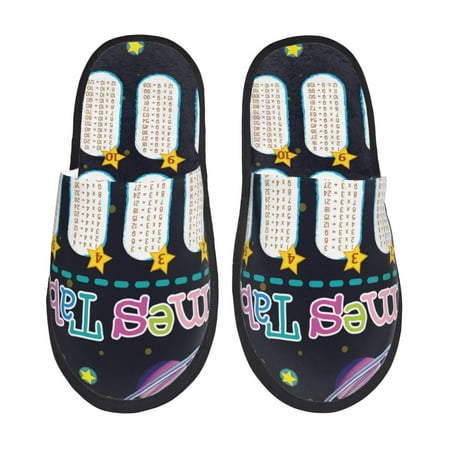 

Honeii Space Math Times Tables Print Furry Slippers Bedroom Slippers for Women and Men Fuzzy Plush Comfy Faux Fur Lined Slide Shoes -Medium