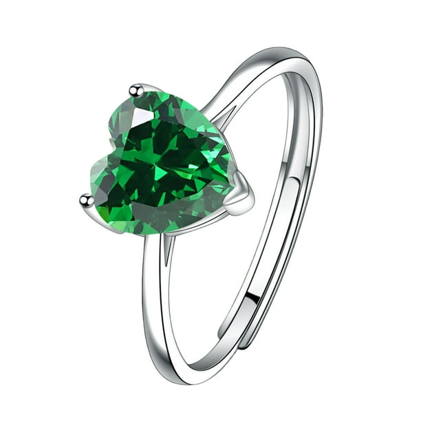 Anillo de Cristal Corazón de Dama Anillo de Circón en Forma de Corazón para Mujer Accesorio de Moda