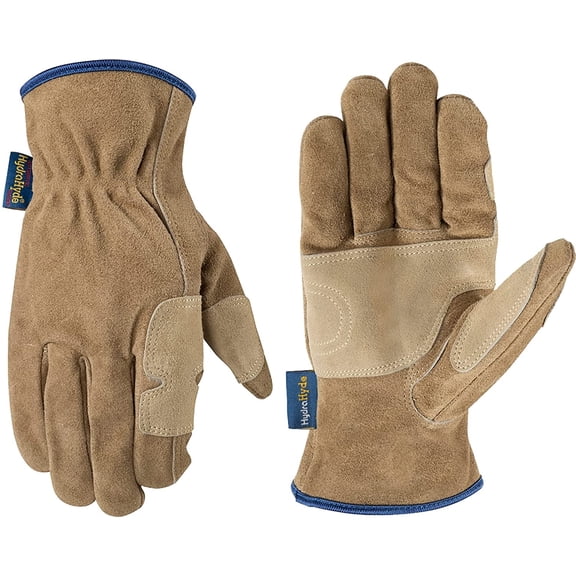 Wells Lamont Men’s HydraHyde Leather Work Gloves, Water-Resistant Split Cowhide, Reinforced Palm for Ranching, Fencing, and Construction