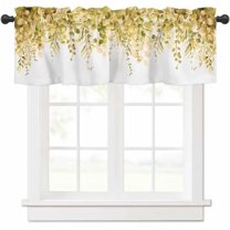 Curtain Valance for Windows Yellow Eucalyptus Rod Pocket Valance Window Treatments 1 Panel Watercolor Leaves Short Curtains for Kitchen Windows Bathroom Bedroom 54x18in