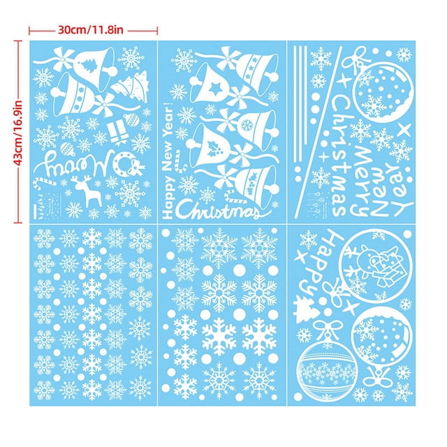Nvzi Calcomanías navideñas para ventanas de vidrio, 6 hojas, calcomanías navideñas para ventanas para niños, calcomanías navideñas para ventanas, decoraciones de invierno, B