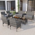 thumbnail image 4 of Costway 8 PCS Patio Furniture Set with Washable Cushions and Tempered Glass Coffee Table Gray, 4 of 8