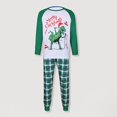 thumbnail image 2 of Ensemble de Pyjama Familial 2 Pcs Col Ras du Cou Imprimé Dinosaure Tenue Quotidienne (Vert P Papa), 2 of 9