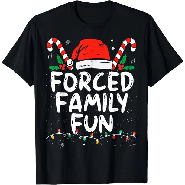 Playera Divertida de Navidad con Frase Sarcástica "Diversión Familiar Obligatoria" para Mujer