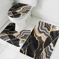 thumbnail image 3 of Black Marble Bath Mat 3 Piece Bathroom Rug Set, Grey Gold Texture Vintage Farmhouse Art Non Slip Bath Rug Contour Mat and Toilet Lid Cover, Absorbent Shower Mats Soft Bath Rugs and Mats Sets, 3 of 8