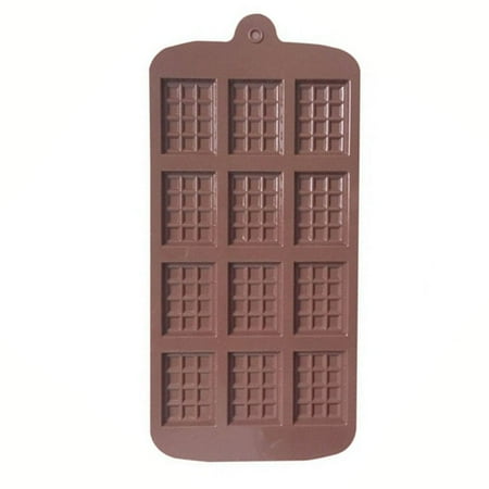 

30PCS 12 Cavity Silicone Mold Mini Rectangle Waffle Mould Resuable Chocolate Break-Apart Tool brown
