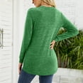 thumbnail image 4 of Women Long Sleeve Pullover Top Round Neck Lace Hem Side Pockets Casual Stylish Women Sweatshirt Green S, 4 of 6