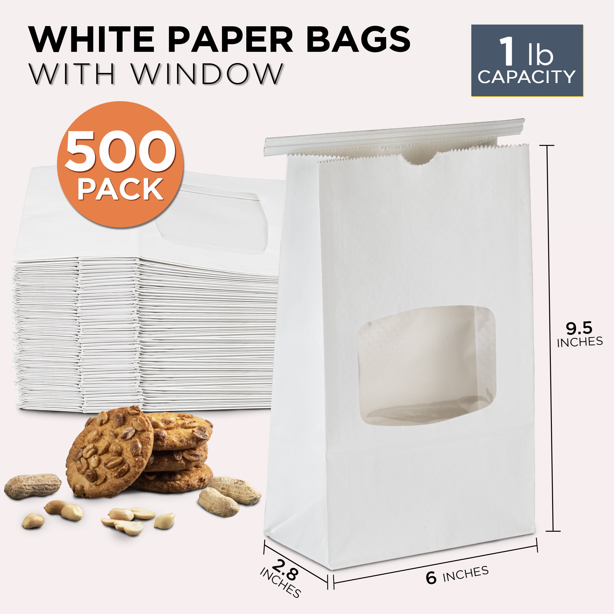 The Bakers Pantry 5 Pound White Paper Bag Pack of 500 White