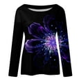 thumbnail image 4 of IROINNID Discount Womens Long Sleeve Tops Lounge Printing Round Neck Loose T-Shirt Autumn Blouse Pullover Tops,Black, 4 of 5