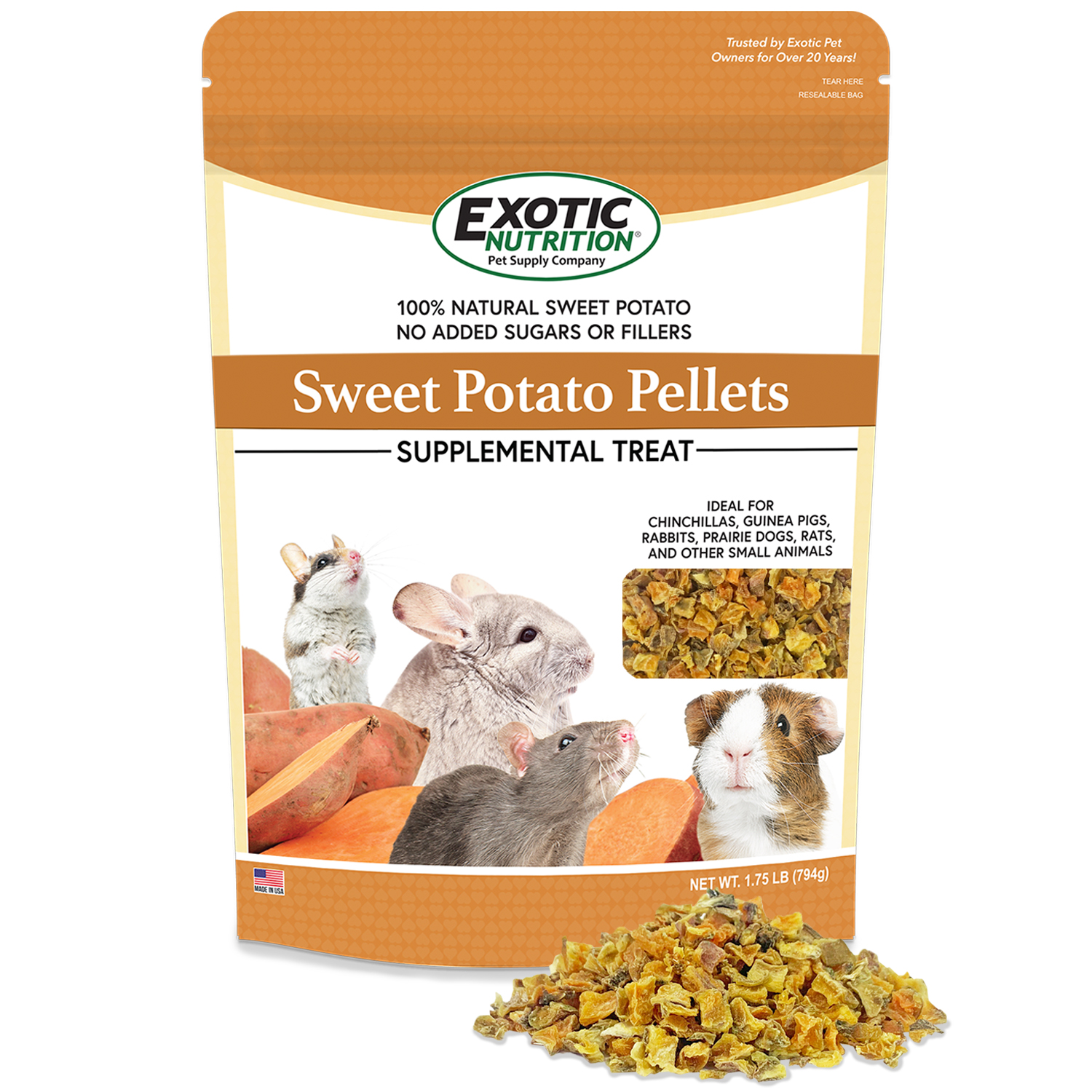 Exotic Nutrition Sweet Potato Pellets 1.75 lb.
