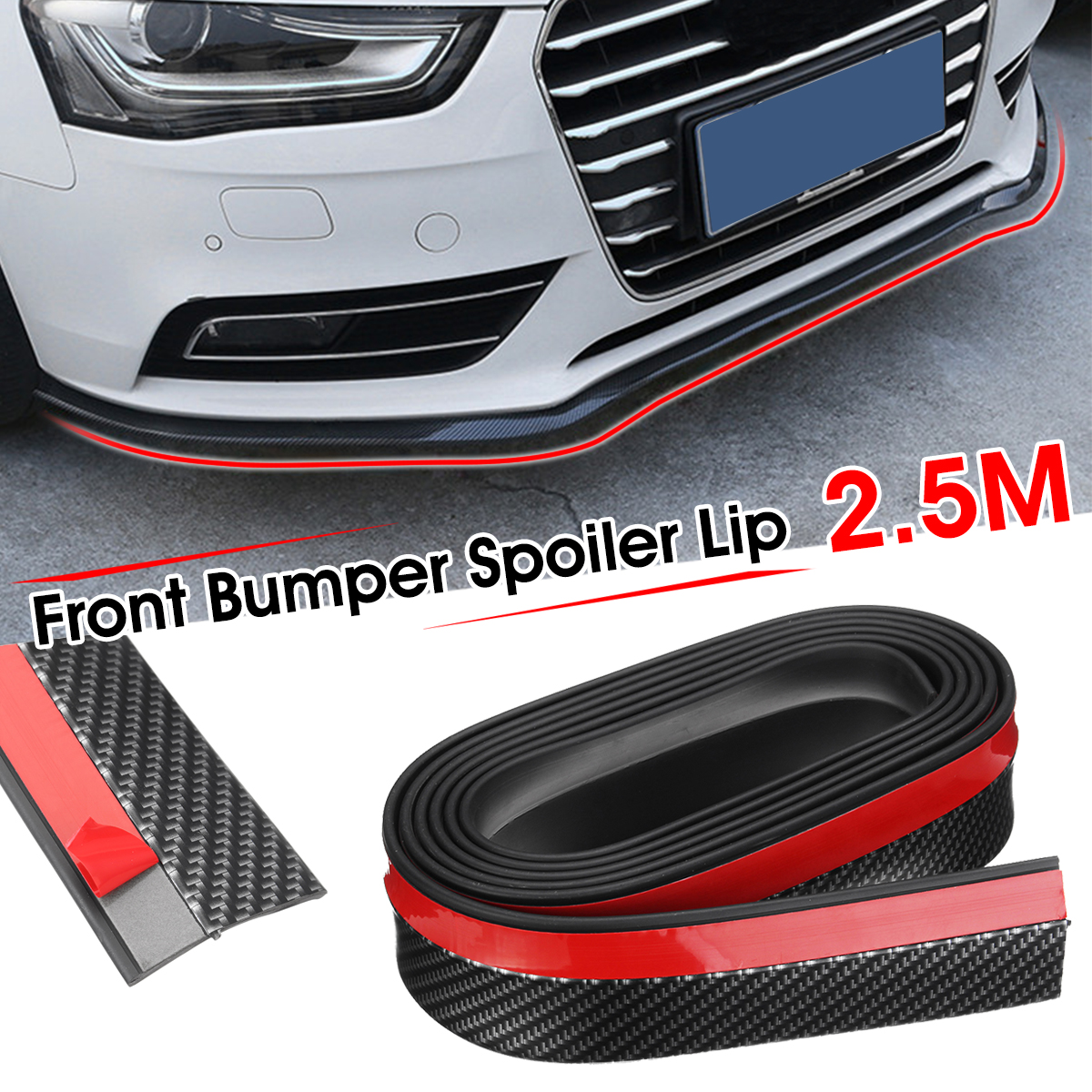 2.5M Car Carbon Fiber Front Bumper Spoiler Lip Splitter Chin Protect