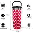 thumbnail image 6 of Stainless Steel 30oz Polka Dot Travel Mug, Vacuum Insulated Tumbler with Handle and Straw, Spill Proof Coffee Mug, Gifts for Women, 6 of 6
