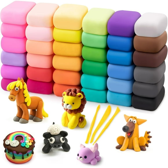 Fuebueo Air Dry Clay Magic Clay kit 24 Colors Best Gift for Boys & Girls Age 3-12 Year Old, DIY Molding Kids Art Crafts