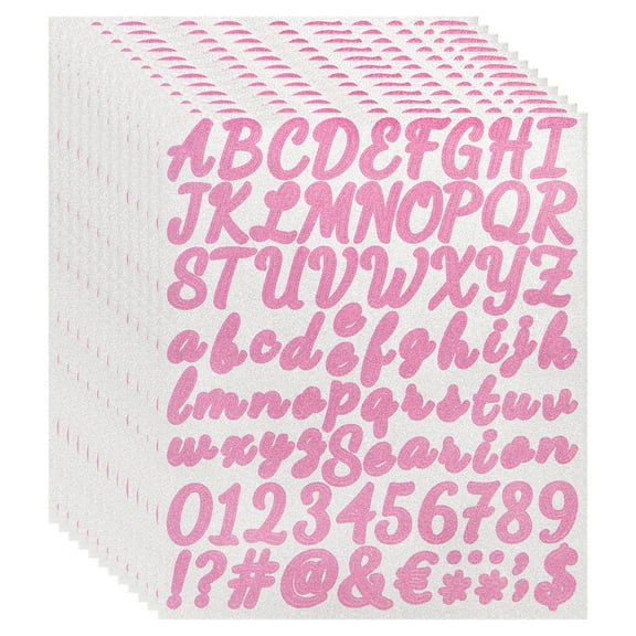 912Pack 12Sheets Glitter Letter Stickers Self-Adhesive Alphabet Sticker Pink
