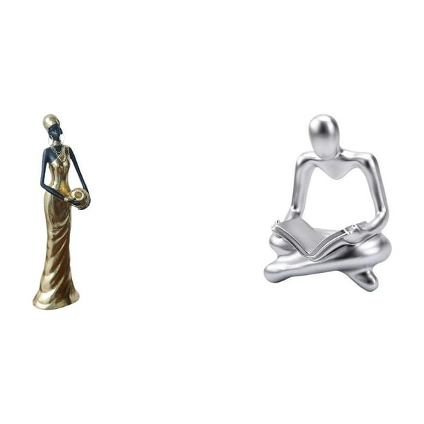 Elegante Figura Escultórica Abstracta De Una Mujer Pensadora Africana, Ideal Para La Decoración Creativa Del Hogar Y La Sala De Estar De Hoteles, Así Como Para Exhibiciones Artísticas.