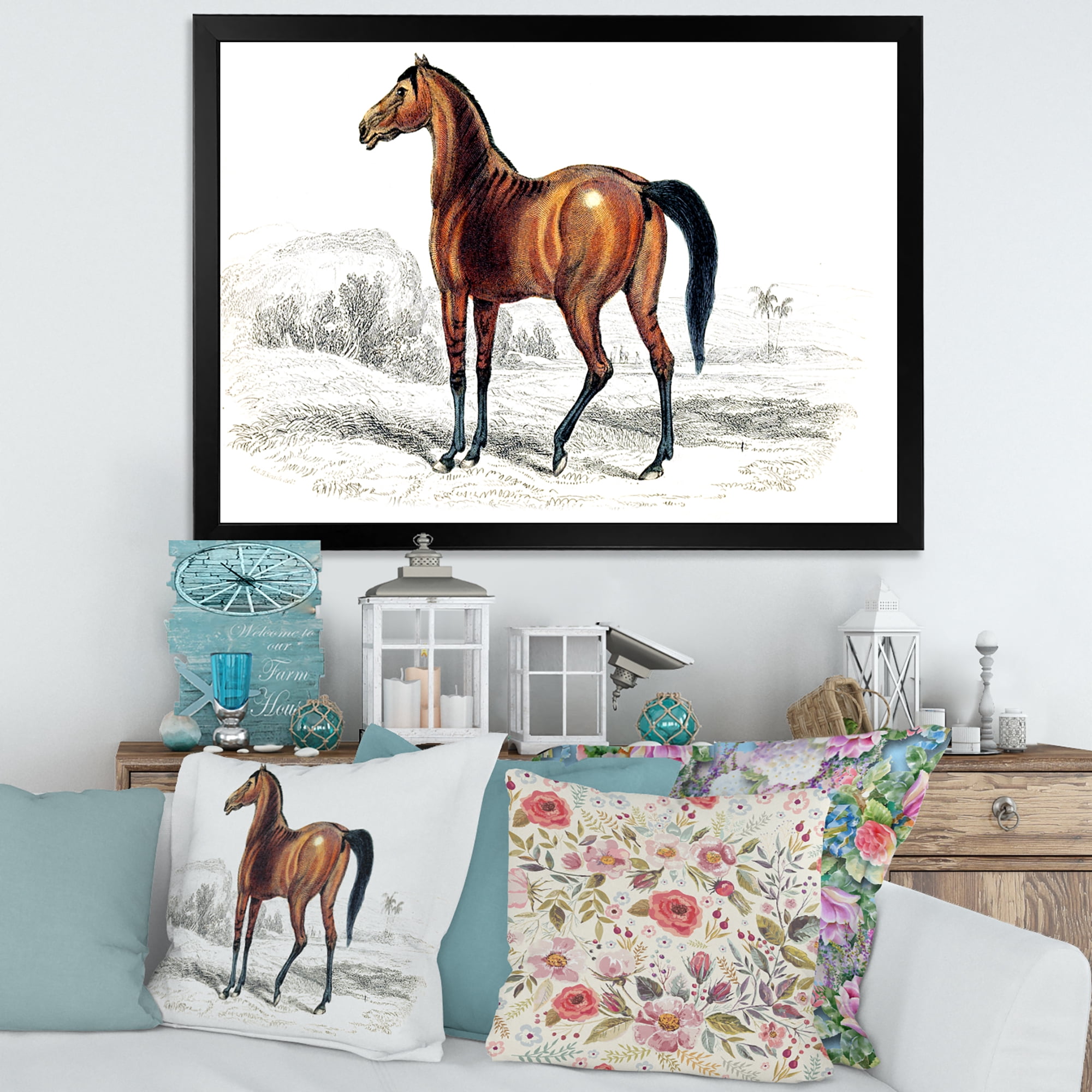 Designart 'Ancient Horse' Farmhouse Framed Art Print