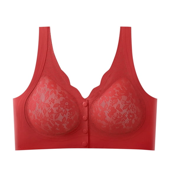 Gtoiithly Women's Wirefree Bra Maternity Nursing Bra for Breastfeeding Comfort Front Opening Wire Free Lightly Padded Support Red XL