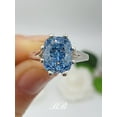 thumbnail image 3 of 10x8mm Blue Crushed Ice, Elongated Cushion Cut, 8-Prong Solitaire Statement Ring, 5A Cubic Zirconia, Sterling Silver, Made to Order, 3 of 5