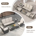 thumbnail image 6 of Kinbor Luxury Wicker Patio Furniture Set, 7 Pcs Rattan Outdoor Conversation Set, 2 Swivel Chairs, 2 Ottomans, 3-Seater Sofa, Outdoor Coffee Table and Side Table, Beige, 6 of 9
