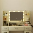 thumbnail image 4 of Manxile Makeup Vanity with Lighted Mirror & Charging Stations & 7 Open Storage Shelves, 5 Drawers, 2 Large Cabinets, 4 of 10