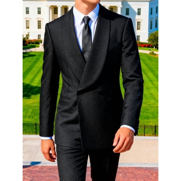 Beauty-Emily Men’s Classic 2-Piece Business Suit Set, Slim Fit Waffle Textured Blazer and Pants, Ideal for Weddings, Parties, and Formal Occasions