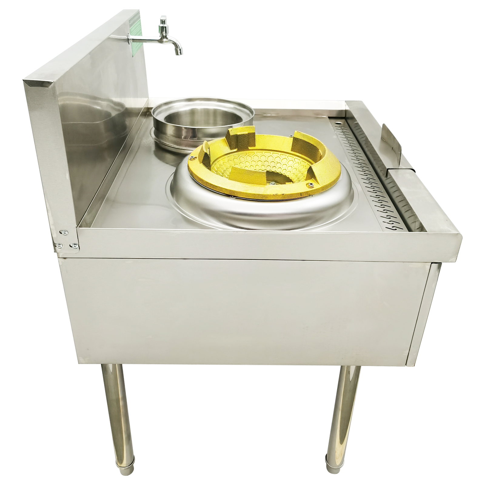 15.4" LPG Natural Gas Stove Chamber Single Burner Commercial with Baffle and Water Basin 110V