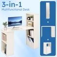 thumbnail image 4 of 48" Computer Desk with 4-Tier Bookcase, Modern Reversible Home office Desk Writing Desk for Small Spaces, White, 4 of 8