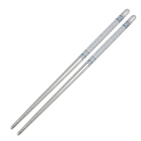 - Unique Bargains Pair Stainless Steel Round Ring Cut Tapered Chopsticks 7.3
